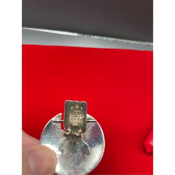 Vintage Mexican Sterling Silver & Onyx Clip On Modernist Earrings Signed TA60 - Picture 8 of 10